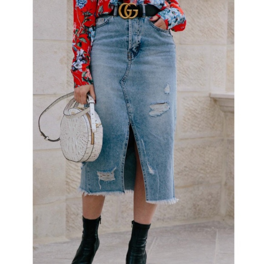 H&M midi distressed skirt